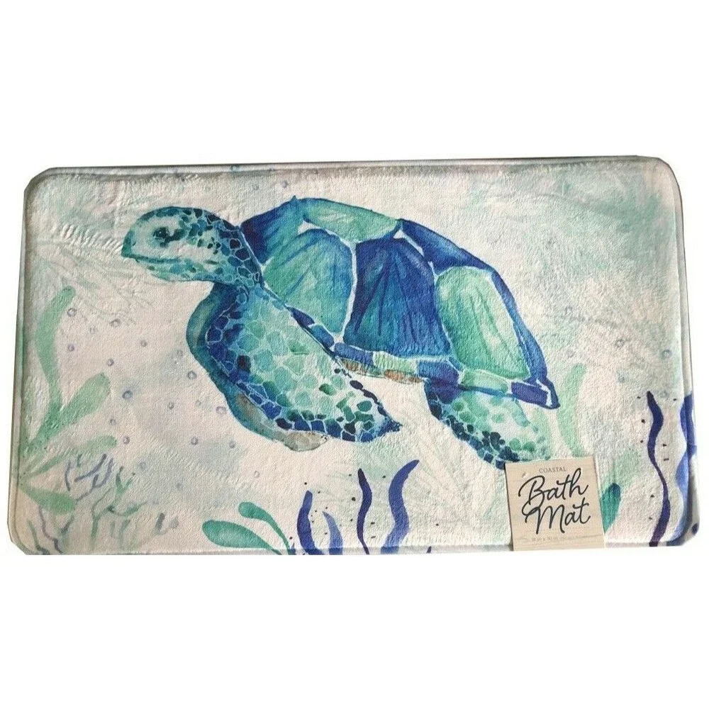 Sea Turtle Memory Foam Bathmat Beach Summer Home Tropical Non-Skid 18x30